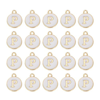 MECCANIXITY Pendants Letter Charm Initial Charm Double Sided Alphabet for DIY Necklace Bracelet Earrings Jewelry Making - style: P