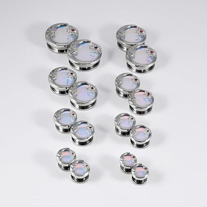 2PCS Sun Moon Ear Tunnels Plugs Flash Film 316L Stainless Steel Screw Ear Expander Stretcher Piercing Ear Gauges Body Jewelry 8mm-25mm - color: 0g(8mm)