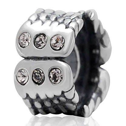 GEMDAZZ 925 Sterling Silver Valentines Day Charms Heart Charms, I Love You to The Moon and Back Pendant, Cupid Arrow and 4 Leaf Clover Beads fit European Bracelets, Gift for Lover/Wife/Girls - color: Angel Feather Charm