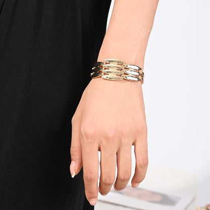 14K Gold & Silver Plated Lightweight Link Bracelet for Women | Stackable Bracelets ,14K Gold Plated Bracelets with CZ,Lightweight Trendy Chain Bracelet Jewelry Gift - style: gold diamond