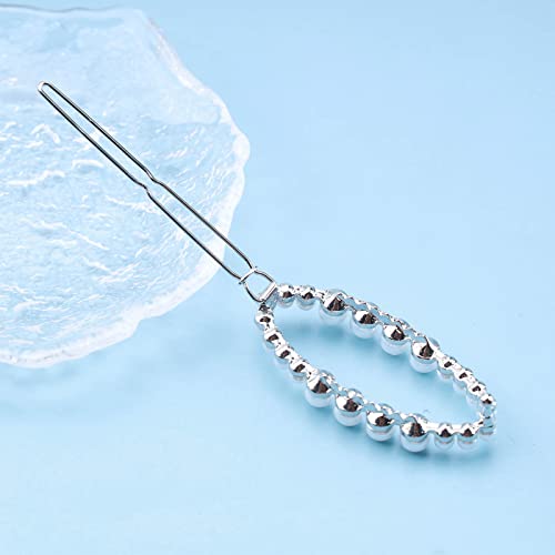 Andelaisi Hair Clip, Silver Circle Pearl Hairpin Clip, Vintage Hollow Circle Hair Barrette, Geometric Head Clip Accessories for Women and Girls