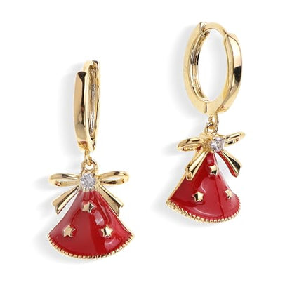 Sonateomber Gold Silver Small Hoop Dangle Earrings for Women, Trendy Dainty Rhinestone CZ Dangling Prom Wedding Leaf Flower Snowflake Butterfly Starfish Fashion Jewelry Gift - color: Red