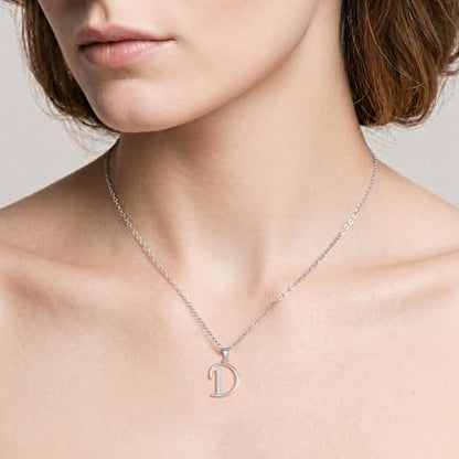 VIKI LYNN Dainty Initial Letter Pendant Necklace for Women | Cubic Zirconia Initial Jewelry, Personalized Letter Necklace, Dainty Women Jewelry, Birthday Gift Idea for Her, Mom and Wife - color: Silver, style: Silver-D