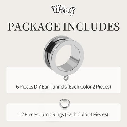 WBRWP 6pcs Ear Gauges Tunnels Plugs: DIY Ear Tunnles Piercing Expander Stainless Steel Double Flared Screw Gauges - color: 3 Color Set--Style 2