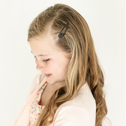 80pcs 2 Inch Snap Hair Clips Hair Barrettes Black Water Drop Snap Barrettes | 5cm black snap clips Girls Kids Women DIY Hair Accessory - color: Black