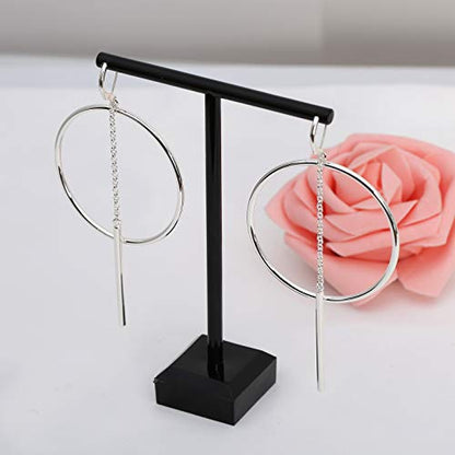 Dangle Hoop Earrings for Women, 14k Gold/Silver Plated High Polished Cute & Aesthetic Earrings for Women - color: Silver-02