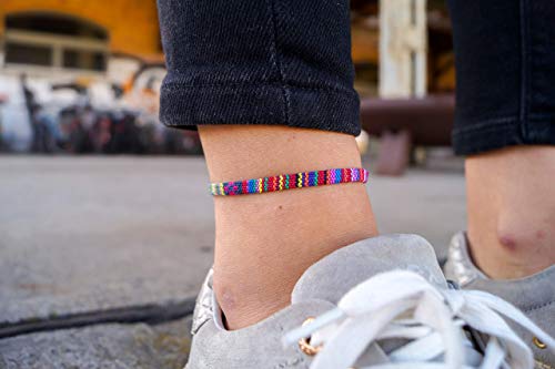 Made by Nami Surfer Anklet for Men and Women Waterproof and Adjustable Surfer Ankle Bracelet String Ankle Bracelet Beach Accessory for Ethnic Hippie Style - color: Deep Multi