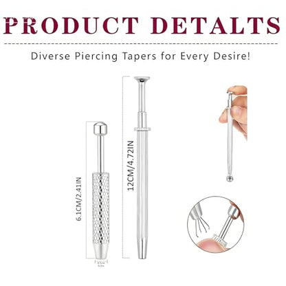 Piercing Tapered Ball Grabbing Tool for Jewelry Replacement - 14G 16G 18G 20G Stainless Steel Flat Back Earring Applicator Tool Threaded, Internal Threaded, External Threaded Body Piercing Insertion Needle Kit for Ear/Nose/Navel/Nipple/Lip/Eyebrow/Tongue