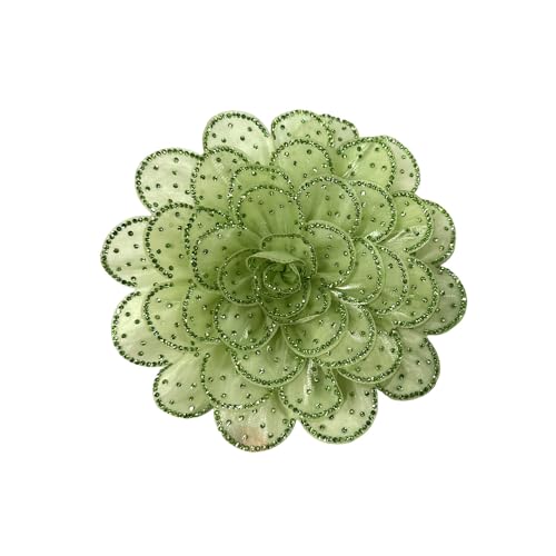 Rhinestone Camellia Flower Big Brooch Lapel Pins for Women Fashion Crystal Fabric Floral Brooches Pin for Dresses Suit Accessories Jewelry Boutonniere Corsage Wedding Party 140mm - color: Green