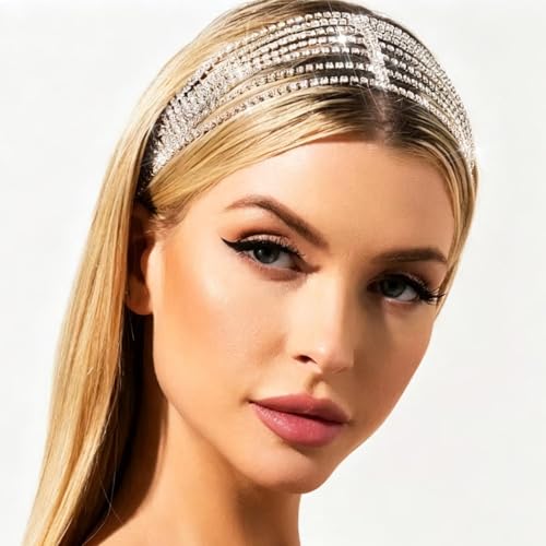 GORTIN Rhinestones Head Chain Crystal Headband Headpiece Sparkle Bridal Wedding Hair Chain Prom Hair Accessories for Women (Silver) - color: Silver