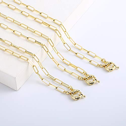 Lock Necklace for Women Paperclip Link Chain Padlock Necklace Non-Tarnish - color: Gold - 20 Inches Chain Necklace