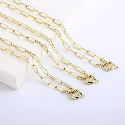 Lock Necklace for Women Paperclip Link Chain Padlock Necklace Non-Tarnish - color: Gold - 20 Inches Chain Necklace