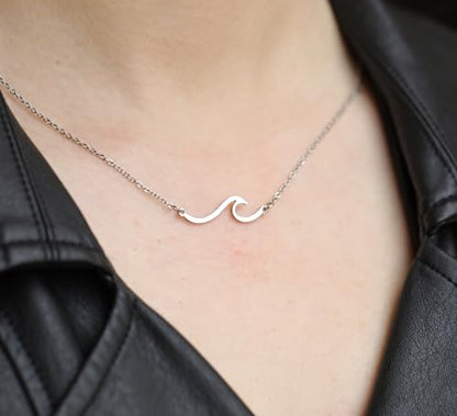 Silver Necklaces for Women Teens, Best Friend Necklace Sister Daughter Gift | Horseshoe Butterfly Swan Wave Evil Eye Necklace Graduation Chritmas Birthday Gifts for Women, Stainless Steel - style: Wave