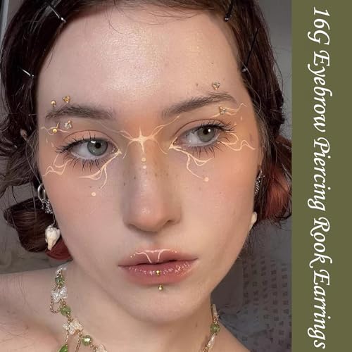 16G Eyebrow Piercing Jewelry Rook Earrings for Women Internal Thread Curved Barbell CZ Eyebrow Rings Vertical Labret Lip Jewelry Ear Rook Stud Small Tiny Belly Button Ring 6mm/8mm/10mm - color: Gold