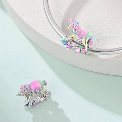 Charm for Bracelets and Necklaces, Heart Animals 925 Sterling Silver Bead Celestial Sun Moon Star Charms Jewelry Gift for Women Girls - color: Rocking Horse Charm