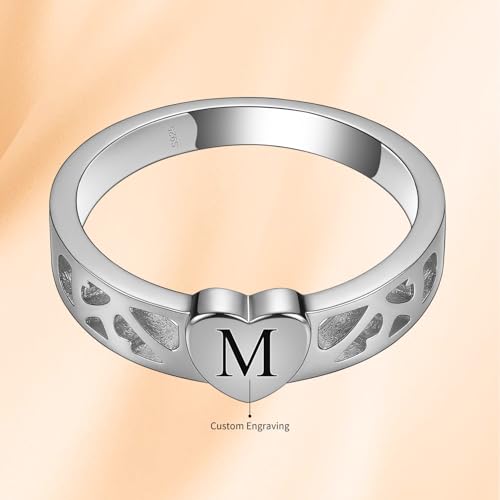 S925 Sterling Silver Personalized Initial Signet Ring Customized Letter With Birthstones Band Engraved Stacking Rings for Mother Daughter Wife Birthday Wedding Engagement Promise Ring - color: Style 2