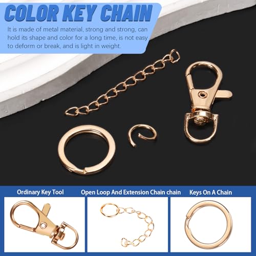 Glarks 125pcs Golden Keychain Making Kit, Keychain Craft Supplies Including Key Chain Clips with Chains, Lobster Claw Clasps, Key Rings and Jump Rings for Jewelry Craft Making - color: Golden