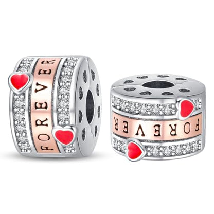 925 Sterling Silver Stopper Clip Charms for Bracelet Necklace Spacer Beads with 5A Cubic Zirconia Mother's Day Christmas DIY Gift for Women(2PCS) - style: Forever