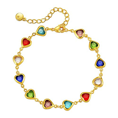 Dainty Gold Bracelets for Women, 18 Gold Plated Adjustable Evil Eye/Butterfly/Beaded/Pearl/Heart/Turquoise Handmade Bracelet for Women - style: Heart