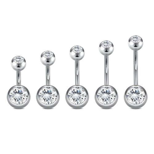 VCMART 14g Belly Button Ring Belly Button Piercing Belly Rings Surgical Steel Belly Button Rings 6mm 8mm 10mm 12mm 14mm 16mm 18mm Short Long Bar Belly Piercing Jewelry for Women Silver - color: A1 -6/8/10/12/14MM