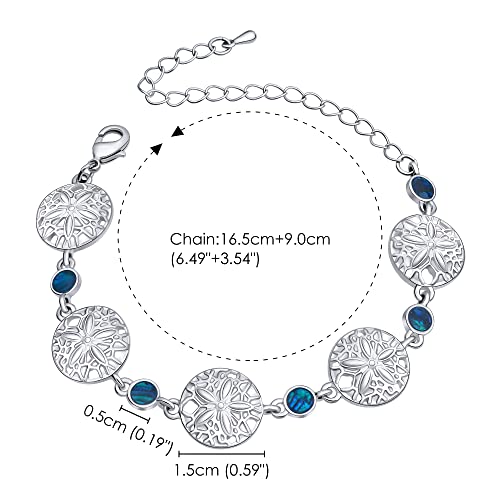 Beach Anklet Bracelet for Women Silver Plated Adjustable Abalone Shell Sea Turtle Dolphin Starfish Sand Dollar Ocean Ankle Bracelet for Women Summer Beach Jewelry - color: Sand Dollar