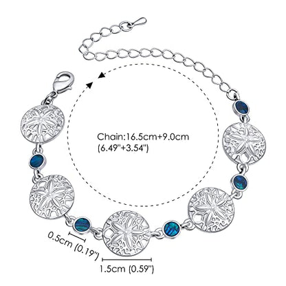 Beach Anklet Bracelet for Women Silver Plated Adjustable Abalone Shell Sea Turtle Dolphin Starfish Sand Dollar Ocean Ankle Bracelet for Women Summer Beach Jewelry - color: Sand Dollar