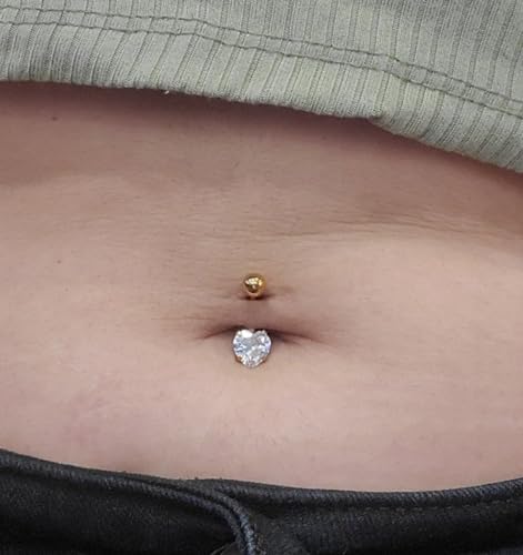 QWALIT Belly Button Rings 14G Surgical Steel Belly Rings CZ Opal Navel Piercing Jewelry for Women Girls 3/8" 10mm Silver Rose Gold - color: A17-3pcs-gold