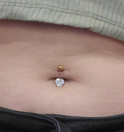 QWALIT Belly Button Rings 14G Surgical Steel Belly Rings CZ Opal Navel Piercing Jewelry for Women Girls 3/8" 10mm Silver Rose Gold - color: A17-3pcs-gold