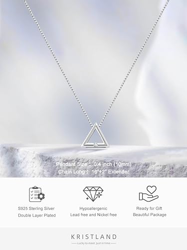 S925 Silver Women's Bar Necklace/Double Circle Layered Y Necklace Chain Adjustable Long/Tiny Pendant Chain Choker for Lady Gift - style: Triangle