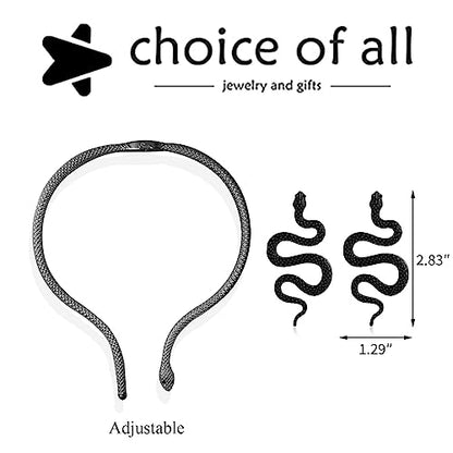 choice of all Snake Medusa Jewelry Gold Snake Necklace Earrings Bracelet Ring Set Gothic Punk Statement Jewelry Halloween Costume Accessories - color: alla