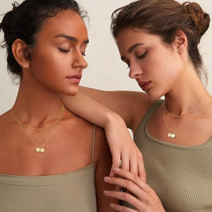 Turandoss Initial Necklaces for Women, Personalized Birthday Gifts Jewelry | Dainty 14K Gold Plated Layered Two Letter A-Z Stackable Pendant Necklace, Trendy Friendship Gifts for Women Girls Jewelry - color: Gold-AN