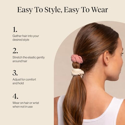 Kitsch Petal Hair Ties No Damage - Blush, 10pcs | Strong, Stretchy & Snag-Free Hair Bands – Soft Fabric Ponytail Holders, Stylish Elastics for Everyday Hairstyles - color: Blush Petal (Pack of 10)