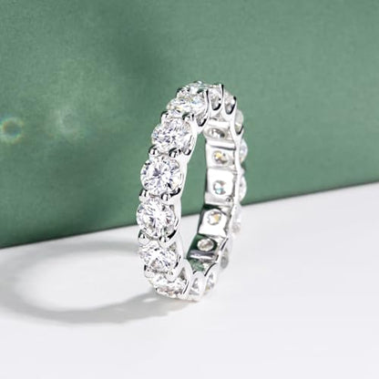Moissanite Eternity Ring, S925 Sterling Silver Wedding Band for Women - style: Starry Sparkle Eternity Band