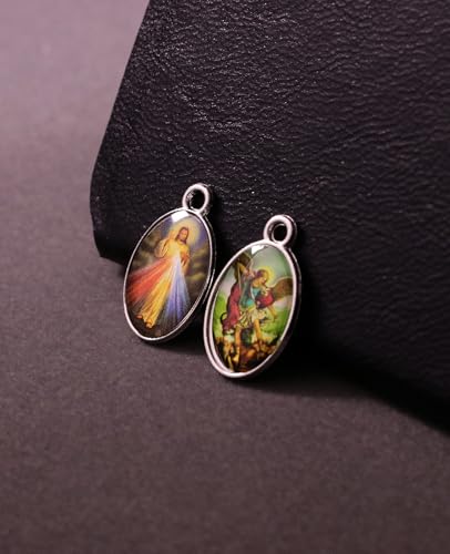 Saint Therese of Lisieux/Saint Mother Teresa of Calcutta/Divine Mercy Jesus/Mater Dolorosa Patron Saint Medal Charm Pendant for DIY Rosary Necklace Bracelet Jewelry Making Part - color: 30pcs-Enamel St.Michael&Divine Mercy