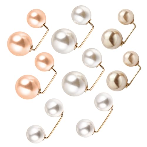 VILLCASE 8pcs Faux Pearl Brooch Pins Sweater Shawl Clips Clothing Accessories Collar Safety Buckles Women’s Lapel Decorations for Cardigans and Dresses