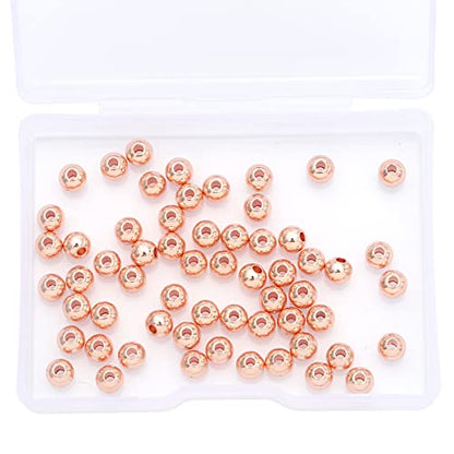 Rose Gold Plated Round Spacer Beads 5mm 60pcs for Jewelry Making Findings Non Tarnish - color: Rose Gold, size: 5mm