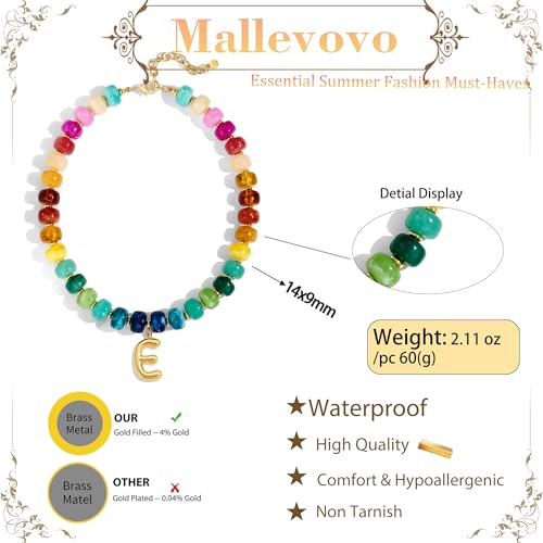 Chunky Beaded Bubble Initial Pendant Necklace Jewelry for Women | Big Large Bead Choker Letter Necklace Summer Beach Beachy Womens Statement Charm Gifts - color: Colorful E