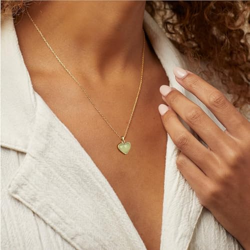 KissYan Healing Crystal Necklace, 14K Gold Plated Natural Stone Pendant Necklace Reiki Quartz Amethyst Citrine Gemstone Spiritual Jewelry Gifts for Women Girls - color: A-Aquamarine-Heart
