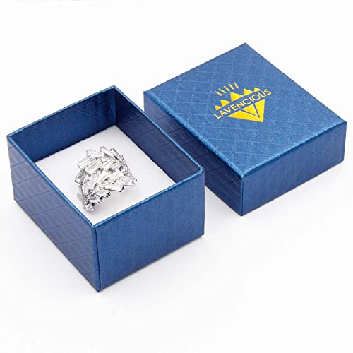 Lavencious Art Cocktail Fashion Ring Size Adjustable From 6-8.5 Cubic Zirconia Jewelry - color: Silver