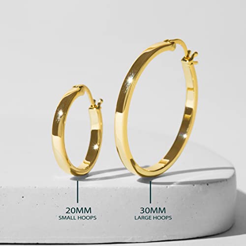 PAVOI 14K Gold Plated 925 Sterling Silver Post Lightweight Hoops | 20mm - 30mm Earring | Gold Hoop Earrings for Women - color: Rose Gold, size: 30 Millimeters