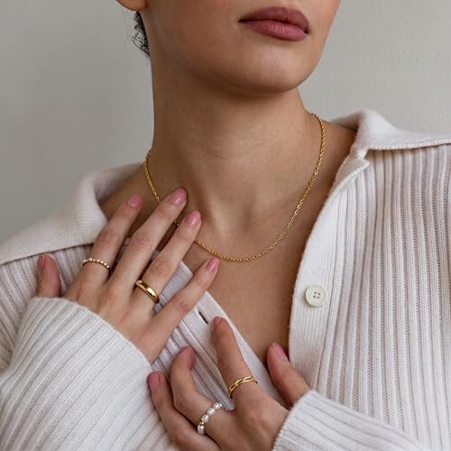 Gold Necklaces for Women 14K Gold Chain for Women Gold Cable Chain | Dainty Gold Cable Chain Necklace for Womens Simple Cable Chain for Men Necklaces 14-26” 14k gold necklaces for women men - size: 16in-40cm, style: 1.1mm
