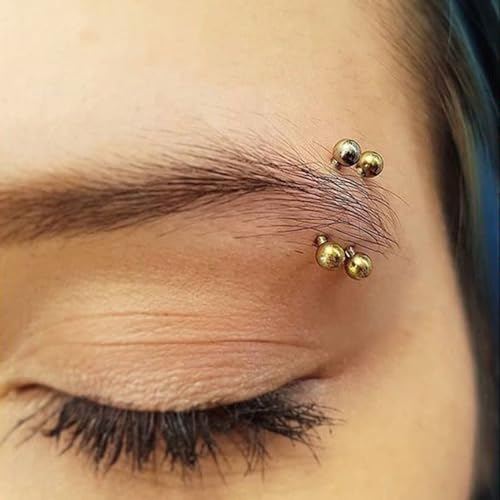 2 Pcs 14k Gold Filled Eyebrow Rings, 16G Threaded Rook Piercing Jewelry, Surgical Steel Vertical Lip Labret Belly Tongue Ring Daith Earring Curved Barbells - color: 6mm-2pcs