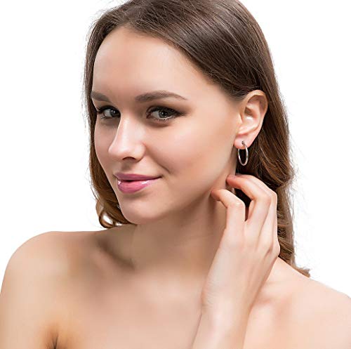 Jstyle Stainless Steel Hoop Earrings for Women Hypoallergenic Hoops Stack | Earrings for Sensitive Ears, Secure Click Clasps, Silver/Gold/Rose Gold, 10mm 15mm 20mm Small Medium Large Loop Earrings Set - size: 20 millimeters