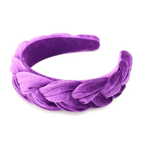 Purple Headbands for Women, Braided Headband Velvet Padded Hair bands, Cute Hair Accessories for Women - color: Purple