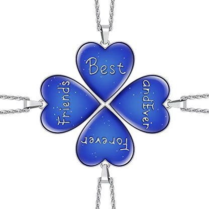 FM FM42 Temperature Sensing Color Changing Pendant Necklace with 19.29" Stainless Steel Rolo Chain - color: BFF Necklace Set, Pack of 4