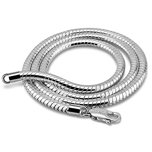 H&Beautimer Classic Unisex 925 Sterling Silver Necklace 3-4MM Round Snake Chain Necklace for Men Women - Party Fine Jewelry - Original Silver Link Necklace 16-17-18-19-20-22-24-26-28-30'' - size: 28 Inches, style: 4MM Width