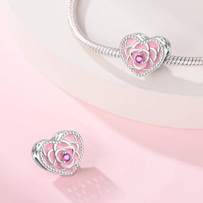 Pandach 925 Sterling Silver Charms for Bracelet&Necklace Dangle Pendant Bead with 5A Cubic Zirconia Stones,Jewelry Beads Gifts for Women - style: Love Rose Beads