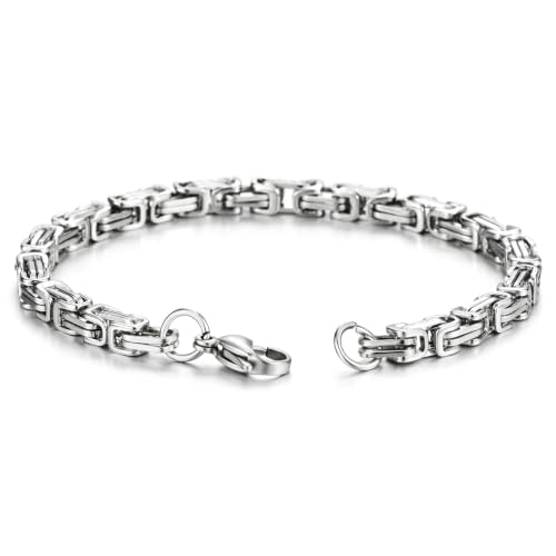 COOLSTEELANDBEYOND Mens Women New Stainless Steel Braided Link Bracelet Polished - color: M-Color: Silver