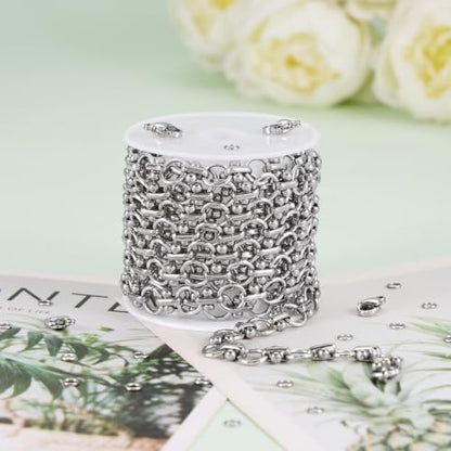 2 Meters Stainless Steel Chains Bulk Circle Chain for Jewelry Making with Jump Rings and Lobster Clasps - color: Circle Silver