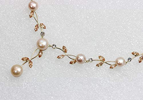Faship Genuine Freshwater Pearls Floral Necklace Earrings Set | Premium CZ Crystal, Gorgeous, Sparkling - color: Topaz color brown